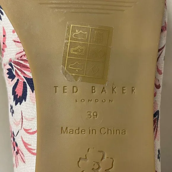 Ted Baker Bayna Floral Ballet Flats Sz 39 (EU) Bow Accent Slip On - Picture 9 of 9